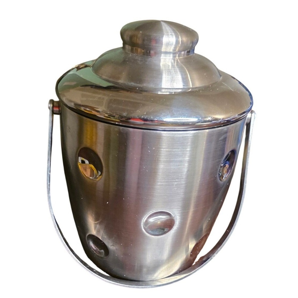 Ice Bucket Waterford Marquis Stainless Steel Dimpled Dot Barware Silver